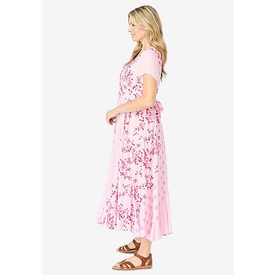 Woman Within Plus Size Petite Mixed Print Maxi Dress