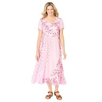 Woman Within Plus Size Petite Mixed Print Maxi Dress