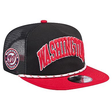 Men's New Era Black Washington Nationals Throwback Meshback Golfer Hat