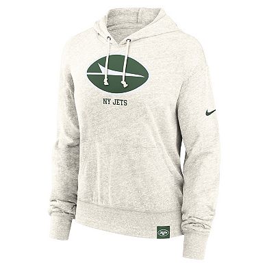 Women's Nike Cream New York Jets Gym Vintage Logo Pullover Hoodie