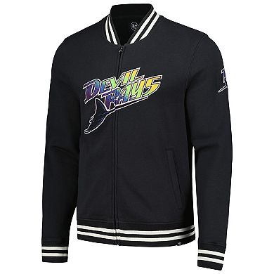 Men's '47 Black Tampa Bay Rays Wax Pack Pro Camden Full-Zip Track Jacket