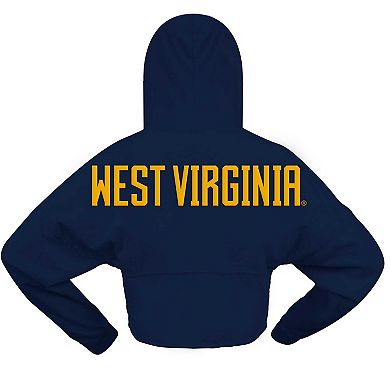 Women's Spirit Jersey Navy West Virginia Mountaineers Oversized Cropped Pullover Hoodie