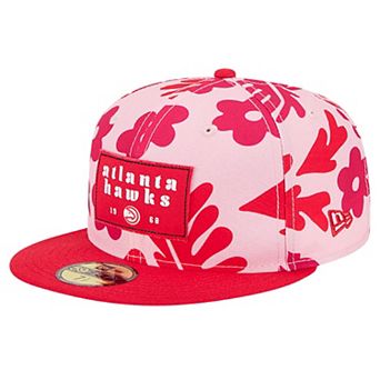 Men's New Era Red Atlanta Hawks Palm Fronds 2-Tone 59FIFTY Fitted Hat