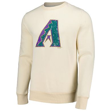 Men's Majestic Threads Oatmeal Arizona Diamondbacks Fleece Pullover Sweatshirt