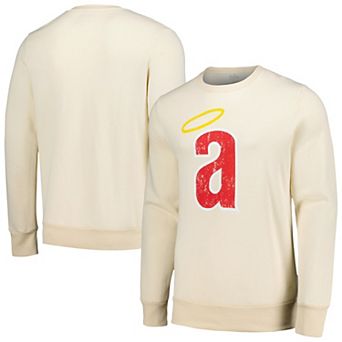 Men's Majestic Threads Oatmeal Los Angeles Angels Fleece Pullover Sweatshirt