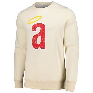 Men's Majestic Threads Oatmeal Los Angeles Angels Fleece Pullover Sweatshirt