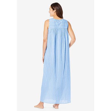 Only Necessities Plus Size Long Sleeveless Floral Nightgown