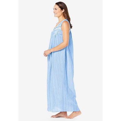 Only Necessities Plus Size Long Sleeveless Floral Nightgown