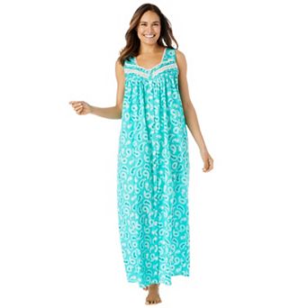 Only Necessities Plus Size Long Sleeveless Floral Nightgown