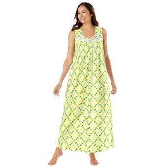 Only Necessities Plus Size Long Sleeveless Floral Nightgown