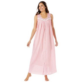 Only Necessities Plus Size Long Sleeveless Floral Nightgown