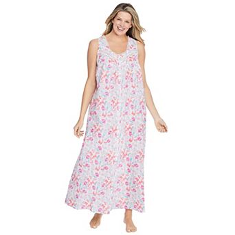 Only Necessities Plus Size Long Sleeveless Floral Nightgown
