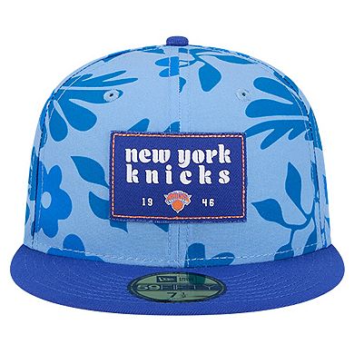Men's New Era Blue New York Knicks Palm Fronds 2-Tone 59FIFTY Fitted Hat
