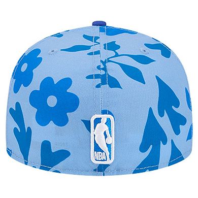 Men's New Era Blue New York Knicks Palm Fronds 2-Tone 59FIFTY Fitted Hat