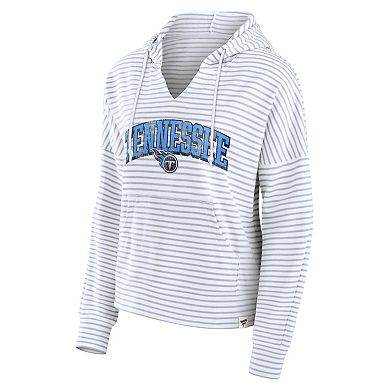 Women's Fanatics White/Gray Tennessee Titans Striped Notch Neck Pullover Hoodie