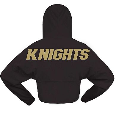 Women's Spirit Jersey Black UCF Knights Oversized Cropped Pullover Hoodie