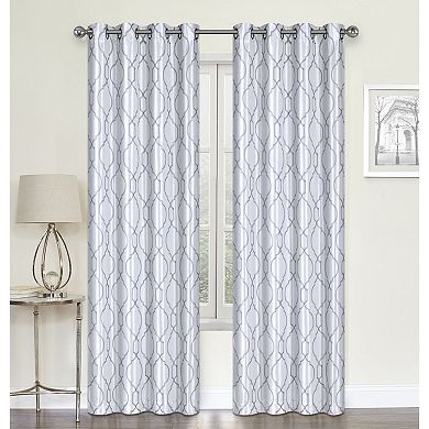 Kate Aurora 2 Pack Embroidered Trellis Semi Sheer Grommet Curtains
