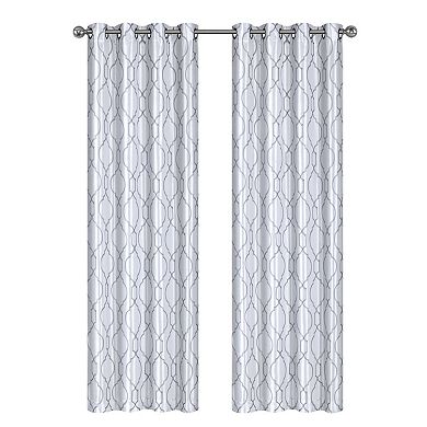 Kate Aurora 2 Pack Embroidered Trellis Semi Sheer Grommet Curtains