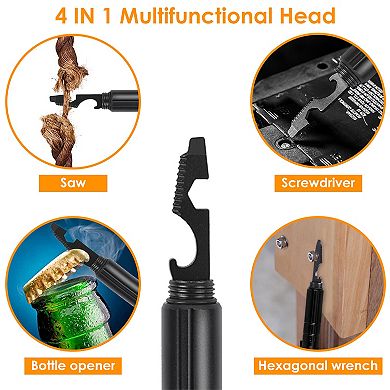 Tactical Pen Gear Set - Black - 11-in-1 Multi-tool, Glass Breaker, Led Flashlight