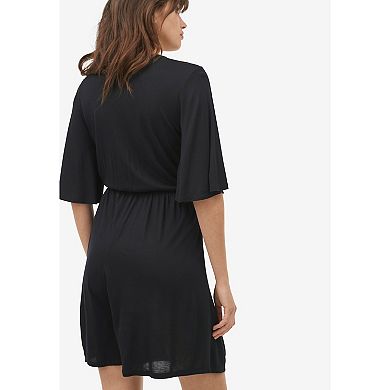 ellos Plus Size Flutter Sleeve Surplice Romper