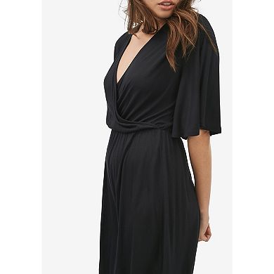 Ellos Plus Size Flutter Sleeve Surplice Romper
