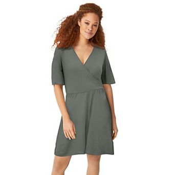 ellos Plus Size Flutter Sleeve Surplice Romper