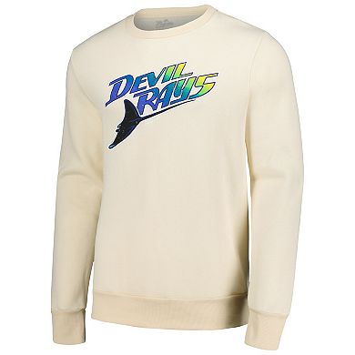 Men's Majestic Threads Oatmeal Tampa Bay Rays Fleece Pullover Sweatshirt