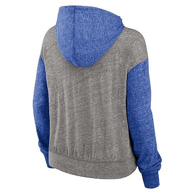 Women's Nike Heather Gray/Royal Duke Blue Devils Blitz Color Block Legacy Pullover Hoodie