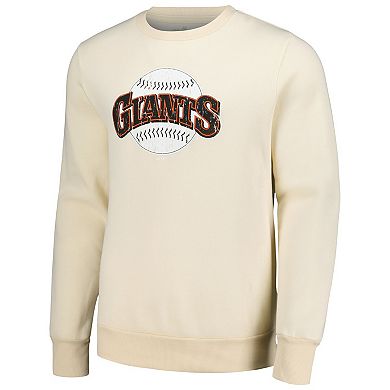 Men's Majestic Threads Oatmeal San Francisco Giants Fleece Pullover Sweatshirt