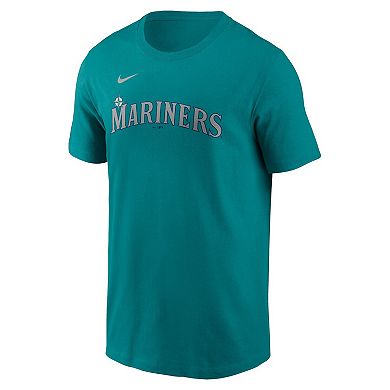 Men's Nike Julio RodrÃ­guez Aqua Seattle Mariners Fuse Name & Number T-Shirt