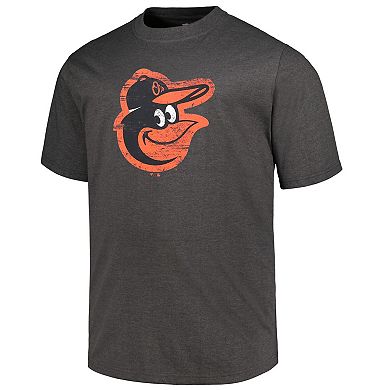 Men's Profile Heather Black Baltimore Orioles Big & Tall Weathered Logo T-Shirt
