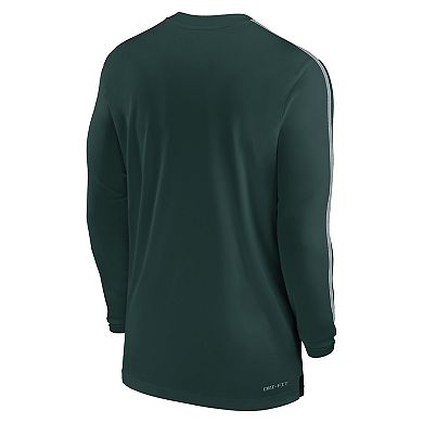 Men's Nike Green Michigan State Spartans 2024 Sideline Coach UV Performance Long Sleeve T-Shirt