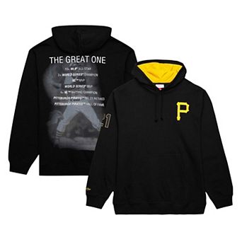 Men's Mitchell & Ness Roberto Clemente Black Pittsburgh Pirates Vintage Logo Name & Number Pullover Hoodie