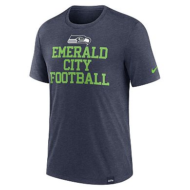 Men's Nike Heather College Navy Seattle Seahawks Blitz Tri-Blend T-Shirt