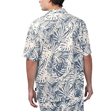 Men's Margaritaville Navy Boston Red Sox Monstera Print Party Button-Up Shirt
