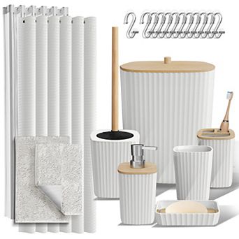 Clara Clark Bathroom Accessories Set with Rug