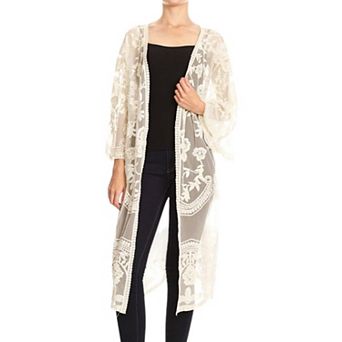 Women's Embroidered Floral Butterfly Kimono Cover Up