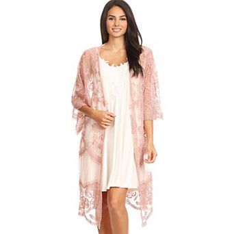 Women's Embroidered Floral Butterfly Kimono Cover Up