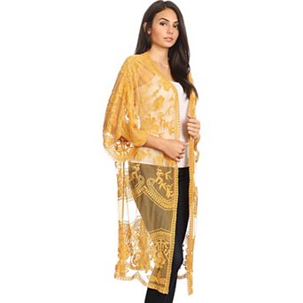 Women's Embroidered Floral Butterfly Kimono Cover Up