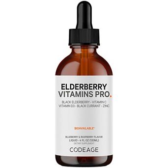 Codeage Black Elderberry Syrup Supplement for Kids & Adults 4 fl oz