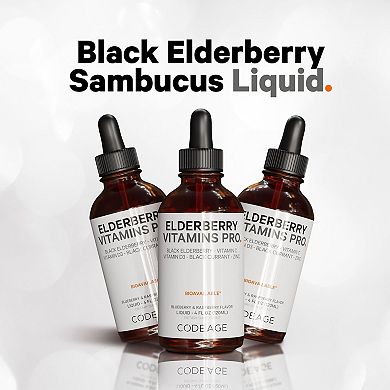 Codeage Black Elderberry Syrup Supplement for Kids & Adults 4 fl oz