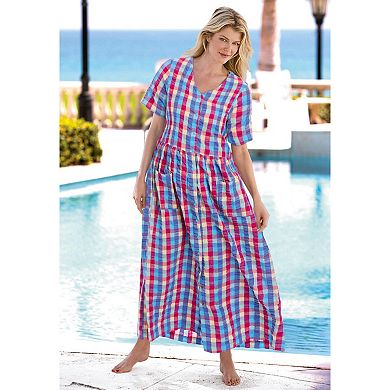 Only Necessities Plus Size Long Seersucker Lounger