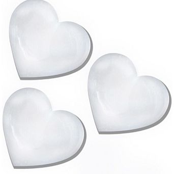 Selenite Crystal Heart Stone, Healing & Calming Effects-high Energy Selenita -3 Pack