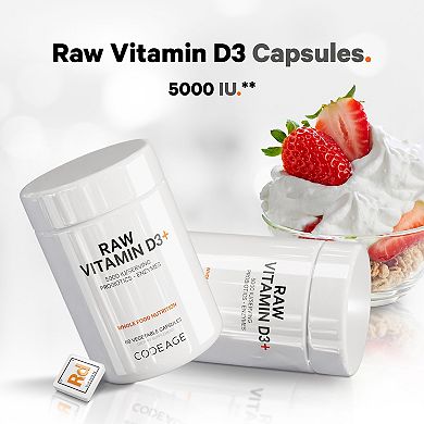 Codeage Raw Vitamin D3+ 5000 Iu, Omega-9, Probiotics, Digestive Enzymes, Raw Fruits & Greens, 60 Ct