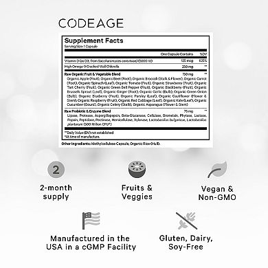 Codeage Raw Vitamin D3+ 5000 IU Supplement 60 ct