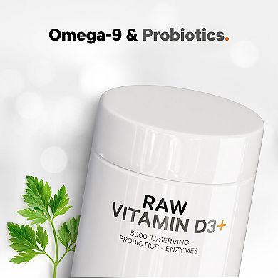 Codeage Raw Vitamin D3+ 5000 Iu, Omega-9, Probiotics, Digestive Enzymes, Raw Fruits & Greens, 60 Ct