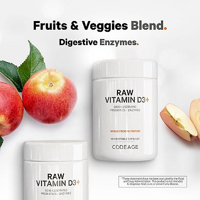 Codeage Raw Vitamin D3+ 5000 IU Supplement 60 ct