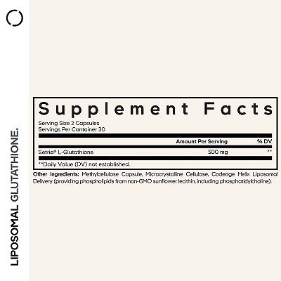 setria liposomal glutathione Liposomal Glutathione, Setria® L Glutathione Capsules, Phospholipid  Complex, Vegan, Non-GMO, 60 ct
