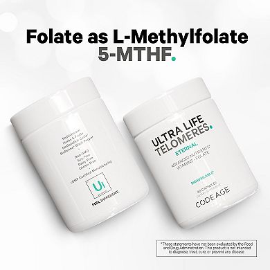 Codeage Ultra Life Telomeres - Folate 5-MTHF, D3 & B12 Supplement 90 ct