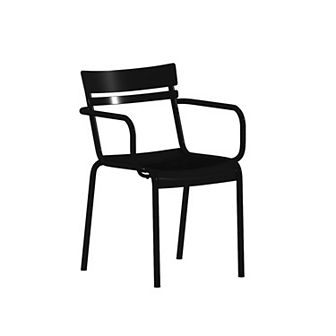 Emma and Oliver Rennes Powder Coated Steel Stacking Dining Chair with Arms and 2 Slat Back for Indoor-Outdoor Use